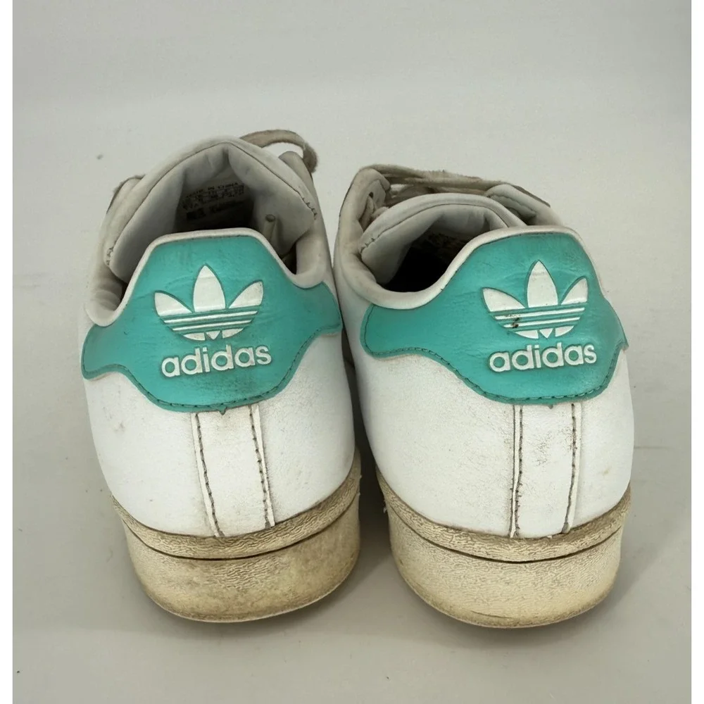 Adidas Superstar White Green Velour Stripe Shell Toe Sneakers Youth 6.5Y Classic